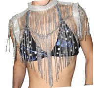 HUAJINGKEJI Stylish Multi Strands Fringe Body Chain Sparkling Crystal Design Lightweight Jewelry for Women’s Fashion Accessories Alloy Body Jewelry Party Accessory