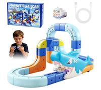HUAJUN Clickrail Electric Train Set,85PCS 3D Racing Cube Track Set with Electric Train,Magic Rail Cube Train Set, with Gravity-Defying Motorized Train,Building Car Track Toys For Kids Boys Girls