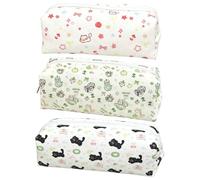 HUAJYAS 3 Pcs Kitten & Apple Pencil Case,Large Capacity Fabric Pencil Bags,Cute Cat Pen Bags for Storing Stationery Cosmetics for Student Girls Women