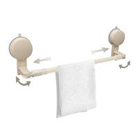 Huakaile 12''-24''/30-60 CM 180° Rotatable Suction Cup Towel Bar for Shower Rack, Towel Rods for Bathroom Adjustable No Drill Wall Mount Retractable Holder Glass Door Kitchen (Beige)
