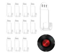 Huakaile 12 Pieces Acrylic Vinyl Record Wall Mount with Adhesive Tape, No Screw Record Display Shelf Storage Hangers, Clear Music Album Covers Holder for Home Living Room Office Decoration (12)