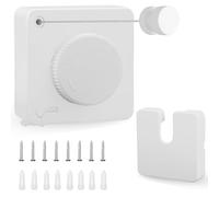 Huakaile 15.7 FT/4.8 M Stainless Steel Retractable Clothesline Indoor, Non-Sagging Retractable Clothesline Outdoor Heavy Duty Retracting Wall-Mounted Portable Drying Hanging Laundry RV (White)