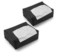 Huakaile 2 Pack Car Tissue Holder, PU Leather Car Tissue Box with Elastic Band & Buckle, Large Rectangle Sun Visor Napkin Holder Dispenser Case for Paper Storage Headrest Armrest (Black)