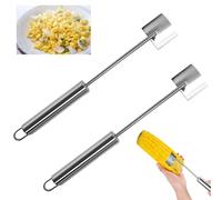 Huakaile 2 Packs Stainless Steel Corn on The Cob Stripper Tool Peeler, Long Handle Corn Kernel Remover Tool Cutter Thresher Scraper for Kitchen Chef Easy Peeling Stripping