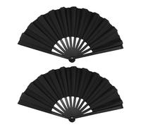 Huakaile 2 Pieces 13" Black Boots on the Ground Hand Fan, Large Foldable Popping Clacking Fan for Line Dancing, Handheld Rave Decorations for Men Women Festival Performance Show Party Wedding (Black)