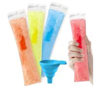 Huakaile 200 Pieces 2.2" x 11" Ice Pop Bags with Zip Seal and Funnel, Non-Reusable Yogurt Freezer Tubes, Clear Freezer Pop Bags for Ice Lolly Juice Fruit Smoothies Cocktail DIY Snacks (200)