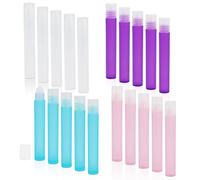 Huakaile 20pcs Colorful Essential Oil Roller Bottles with Lids, Frosted Roll on Bottles Refillable, Perfume Sample Roller Bottles Empty for Travel, Aromatherapy, Lip Gloss Balms (10ml)