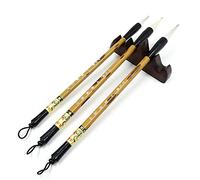Huakaile 3 Sizes Chinese Writing Brush with Wood Rack Pen Rest, Calligraphy Brush Set, Sumi Painting Drawing Brushes, Kanji Art brushes for Professional Beginners (Large, Medium, Small Size)
