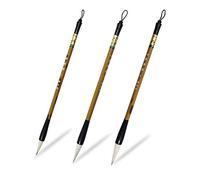 Huakaile 3 Sizes Chinese Writing Brushes, Chinese Calligraphy Brush Set, Chinese Painting Ink Brushes with Bamboo Pen Holder, Traditional Chinese Art Sumi Brushes (Large, Medium, Small)