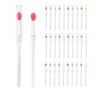 Huakaile 30 Pieces Mask Silicone Lip Brush with Cap, Makeup Beauty Lip Balm Applicator Reusable, Glitter Silicone Eyeshadow Applicator Tool Stick for Applying Oil Lipstick Gloss (30)