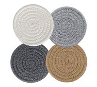 Huakaile 4 Pcs Absorbent Coasters for Drinks, 4.3"/11 cm Heat Resistant Coasters for Coffee Table, Minimalist Woven Coasters for Home Decor Office Dining Desk Tabletop Protection
