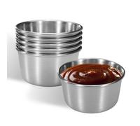 Huakaile 6 Pcs 2 oz Stainless Steel Dipping Sauce Cup, Mini Dip Bowls, Reusable Metal Condiment Cups Ramekins Containers for Ketchup Dressing Home Party Restaurant Kitchen, Silver