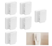 Huakaile 6 Pieces Large Self Adhesive Clips for Hanging Hooks No Drilling, Sticky Clips Anti Slip Towel Holder, Removable ABS Adjustable Spring Quilt Wall Hangers for Bathroom Home (White)