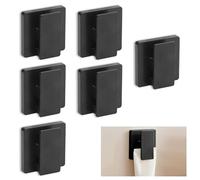 Huakaile 6 Pieces Large Self Adhesive Clips for Hanging Hooks No Drilling, Sticky Clips Anti Slip Towel Holder, Removable ABS Adjustable Spring Quilt Wall Hangers for Bathroom Home (Black)