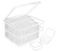 Huakaile 62 Packs Bead Storage Organizer with Hinged Lids, Clear Diamond Art Containers, Portable Bead Box Organizer Case for Making DIY Craft Jewelry Fake Nail Painting Small Parts (2 Kits)