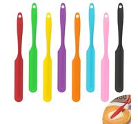 Huakaile 8 Pieces Silicone Jar Spatula, Nonstick Flexible Spurtle Spatula with Long Handle, Skinny Jar Scraper for Jam Cake Cream Butter Bread Icing Sourdough Mixing Kitchen Baking Cooking