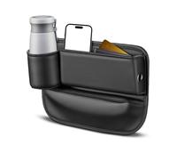 Huakaile Black Car Seat Gap Filler Organizer, Multifunctional Car Leather Cup Holder Gap Bag Pocket, Universal Car Seat Storage Box for Women Men Truck Auto Phone Glasses Key (Black)