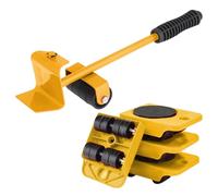 Huakaile Heavy Duty Furniture Lift Mover Tool Set, 1322 Lbs Load Capacity Furniture Lifter with Wheels Pallet, Adjustable Appliance Rollers Dolly for Table Refrigerator Floors Cabinet (Yellow)