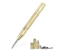 Huakaile Metal Automatic Center Punch for Metal Heavy Duty, Adjustable 5.1 Inch Spring Loaded Center Punch, Fixed Point Auto Drill Punch Tool for Steel Wood Window Glass Break (Yellow)