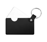 Huakaile Rotating Stainless Steel Credit Card Mirror with PU Leather & Keychain, Unbreakable Mini Compact Pocket Mirror for Purse, Travel Small Makeup Mirror for Handheld Women Men (Black)