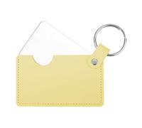 Huakaile Rotating Stainless Steel Credit Card Mirror with PU Leather & Keychain, Unbreakable Mini Compact Pocket Mirror for Purse, Travel Small Makeup Mirror for Handheld Women Men (Yellow)