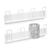 Huakaile Set of 2 Wall Mounted Mug Rack with 8 Hooks, No Drilling Coffee Cup Holder, Metal Adhesive Mug Wall Rack Hanger Cup Storage Organizer for Kitchen Office Bar Display Accessories (White)