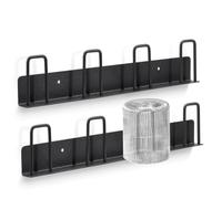 Huakaile Set of 2 Wall Mounted Mug Rack with 8 Hooks, No Drilling Coffee Cup Holder, Metal Adhesive Mug Wall Rack Hanger Cup Storage Organizer for Kitchen Office Bar Display Accessories (Black)