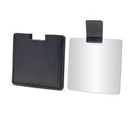 Huakaile Shatterproof Stainless Steel Compact Mirror for Purses, Unbreakable Mirror Travel with PU Leather Case Cover, Handheld Camping Shaving Mirror for Women & Men, Makeup, Gift (Black)