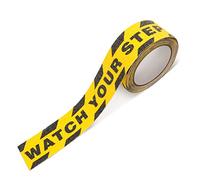 Huakaile Watch Your Step Caution Tape 1.97in x 16.4Ft, Non-Skid Yellow Black Waterproof Anti-Slip Safety Grip for Stairs Steps Ladder, Indoor Outdoor Treads (A)