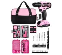HUAKAYO Pink Cordless Drill Set 150 Pcs, 20V Pink Power Drill Tool Set Kit with Storage Bag, Electric Drill Set for Women, Screwdriver Set, Magnetic Tool Belt, ToolBox for DIY Projects