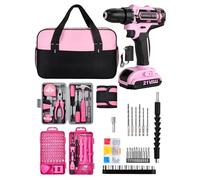 HUAKAYO Pink Cordless Drill Set 150 Pcs, 20V Pink Power Drill Tool Set Kit with Storage Bag, Electric Drill Set for Women, Screwdriver Set, Magnetic Tool Belt, ToolBox for DIY Projects
