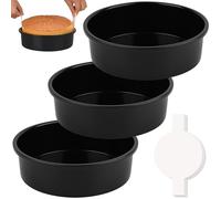 HUAKENER 8 Inch Cake Pan - Set of 3 Round Cake Pans with 100 Pieces Parchment Paper, Non-stick Cake Baking Pans, Dishwasher Safe