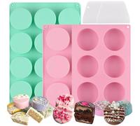 HUAKENER Cake Puck Mold Set 2 Different Sizes, 3 Pack Cake Puck Mold with 2 Scraper, Round Silicone Molds for Chocolate Covered, DIY Cake Cores