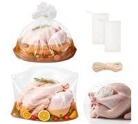 HUAKENER Turkey Brining Bags Kit, 19"×23" Double Zipper Seal Thickened Brine Bags, with Cotton Rope and Spice Yarn Cloth Bag, Set of 2