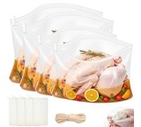 HUAKENER Turkey Brining Bags Kit, 26"×22" and 19"×23", Double Zipper Seal Thickened Brine Bags, with Cotton Rope and Spice Yarn Cloth Bag, Set of 4