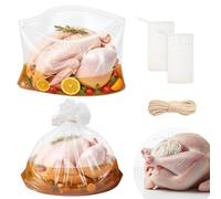 HUAKENER Turkey Brining Bags Kit, 26"×22" Double Zipper Seal Thickened Brine Bags, with Cotton Rope and Spice Yarn Cloth Bag, Set of 2