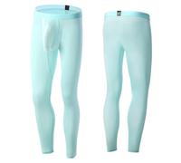 Huakunda Men's Tight Long Underwear Training Dual Pouch Elephant Leggings See Through Sexy Yoga Pnats Jogging Trousers (UK, Alpha, L, Regular, Regular, Light Blue)