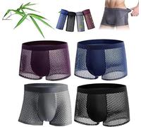 Hualabo Bamboo Fiber Boxer Briefs Shorts, Nylon Breathable Men's Underwear Bamboo Fibre Boxer Shorts, for All-Day Comfort (UK, Alpha, L, Regular, Regular, Mix-4pcs)