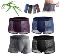 Hualabo Bamboo Fiber Boxer Briefs Shorts, Nylon Breathable Men's Underwear Bamboo Fibre Boxer Shorts, for All-Day Comfort