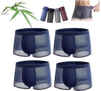 Hualabo Bamboo Fiber Boxer Briefs Shorts, Nylon Breathable Men's Underwear Bamboo Fibre Boxer Shorts, for All-Day Comfort