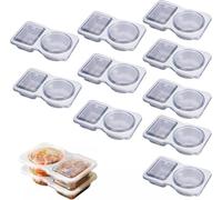 Hualabo Reusable Snack Containers with Lids, Double Compartment BPA-Free Leakproof Small Snack Box, Plastic Clear Box, Grab and Go Portable Snack Packs for Meal Prep, Travel (10pcs)