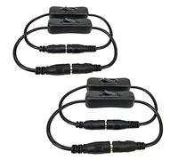 HUALAND 4pcs DC 12V Inline Rocker Switch, Black, Manual, 2A, 5-12V, 32cm, 5.5mm x 2.1mm Barrel, LED Strip 5050 3528 2835, Low Voltage Accessories