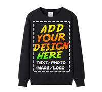 huale POD Custom Personalized Crew Neck Sweatshirt for Men Women - Add Your Own Design with Photo & Text - Front & Back Print, Black, Large