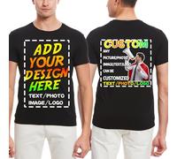 huale POD Custom Your Own Shirts with Photo Text & Logo for Men Women Black