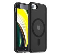 Hualele Magnetic for iPhone SE Case 2022/3rd/2020/2nd gen,iPhone 8/7 Case,Compatible with MagSafe, Military Grade Dropproof Translucent Matte Hard Back Soft Edge Slim Protective Phone Case,Black