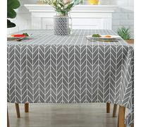 HUALEMEI Cotton Linen Table Cover,Waterproof Stain Resistant Rhombus Pattern Fabric For Kitchen Party Wedding Home Decor,Geometry Striped Tablecloth A 140x250cm(55x98inch)