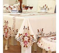 HUALEMEI Embroidered Tablecloths,Multi Sizes Polyester Table Cover,Hollow Square Rectangle Tablecloth,Flower Table Cloth For Banquet Kitchen A 60x60cm(24x24inch)