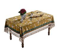 HUALEMEI Luxury Velvet Tablecloth,European Flowers Pattern Table Cover With With Tassel,Stain And Wrinkle Resistant Table Cloth Rectangle Tables-A 140x140cm(55x55inch)