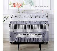HUALEMEI Music Note Pattern Cotton Piano Dust Cover Creative Keyboard Piano Stool Protector For Standard Piano Musical School,simple Half Piano Cover A Double Stool Cover