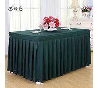 HUALEMEI Pleated Table Cover For Party Decoration Birthdays Wedding Trade Show Meeting Exhibition,rectangular Solid Color Table Skirt,polyester Simple Tablecloth Dark Green 180x60x75cm(71x24x30inch)